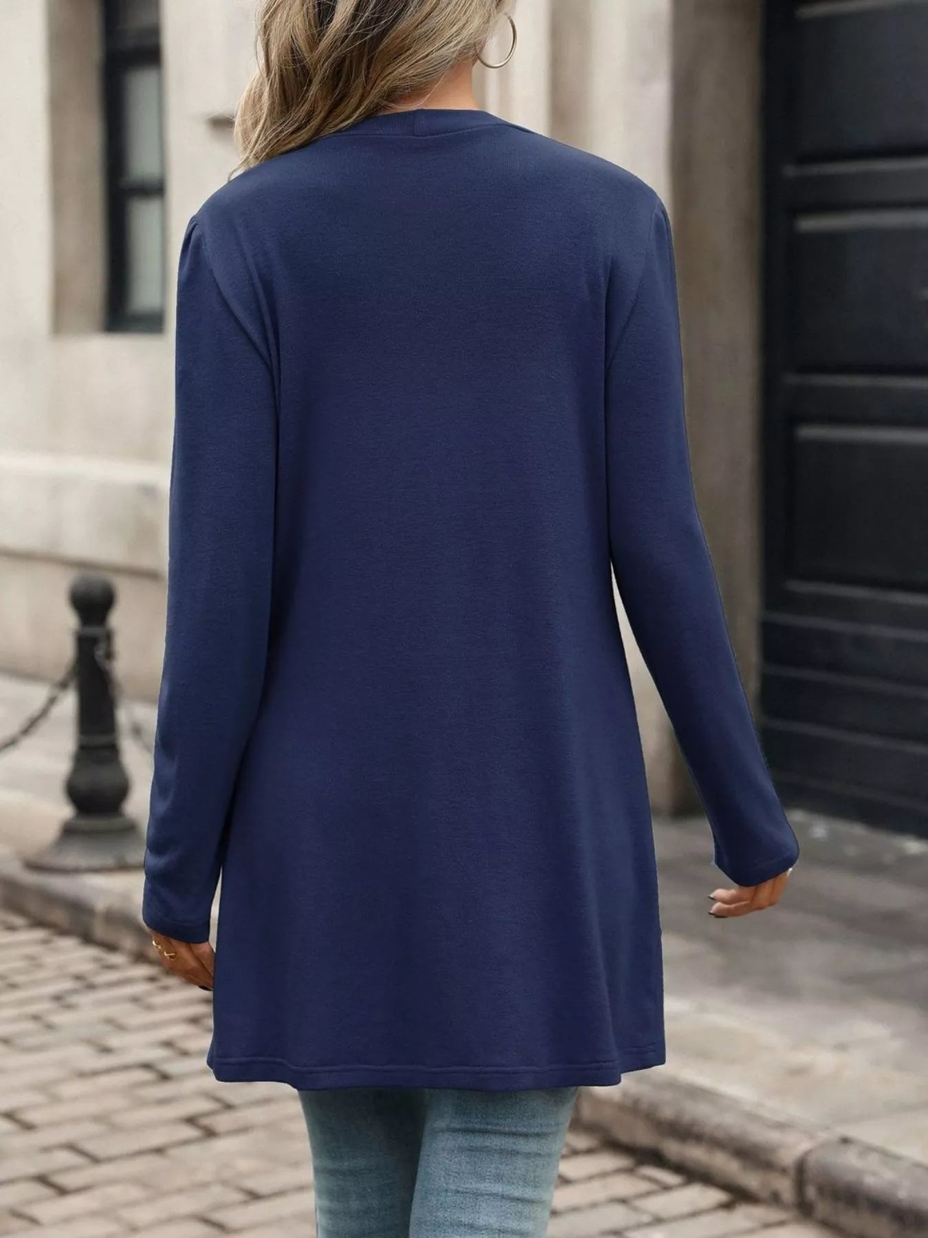 Trendsi V-Neck Button-Up Long Sleeve Cardigan with Pockets -