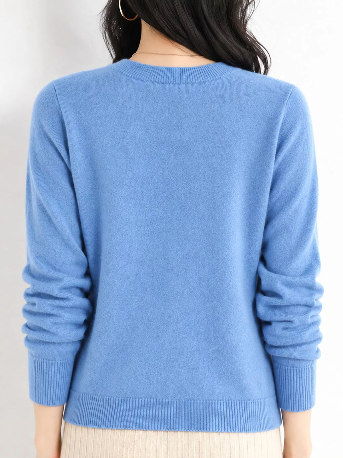Crew Neck Long Sleeve Sweater — back view