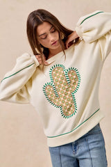 Trendsi BiBi Cactus Embroidered Fleece Sweatshirt -