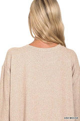 Trendsi Zenana Soft Melange Long Sleeve Tee and Shorts Set -