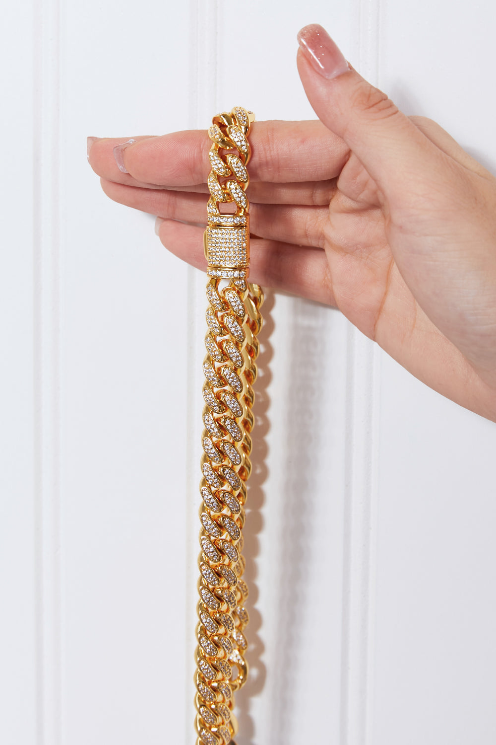 Women's Brass Curb Chain Necklace With Cubic Zirconia — product view 5