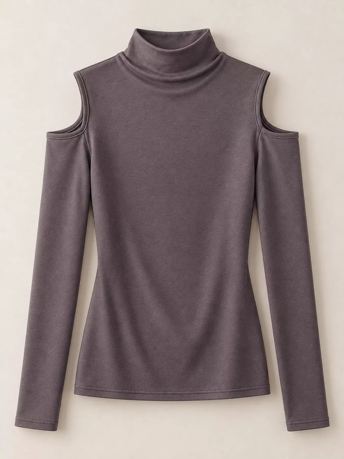 Gray mock neck cold-shoulder t-shirt