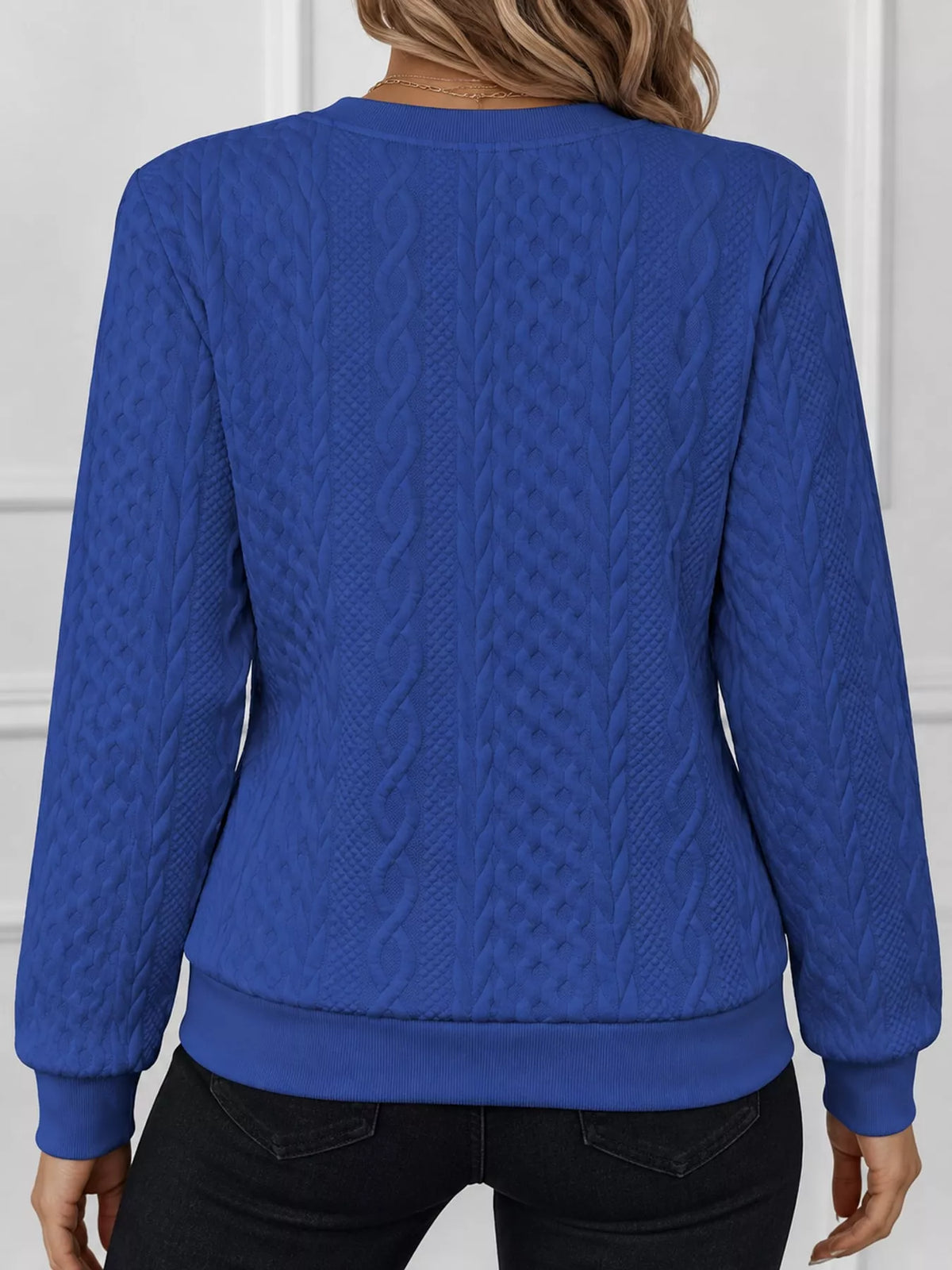 Quarter-Zip Cable Knit Sweatshirt — back view