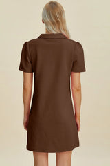 Trendsi Double Take Full Size Texture Short Sleeve Dress - Dresses