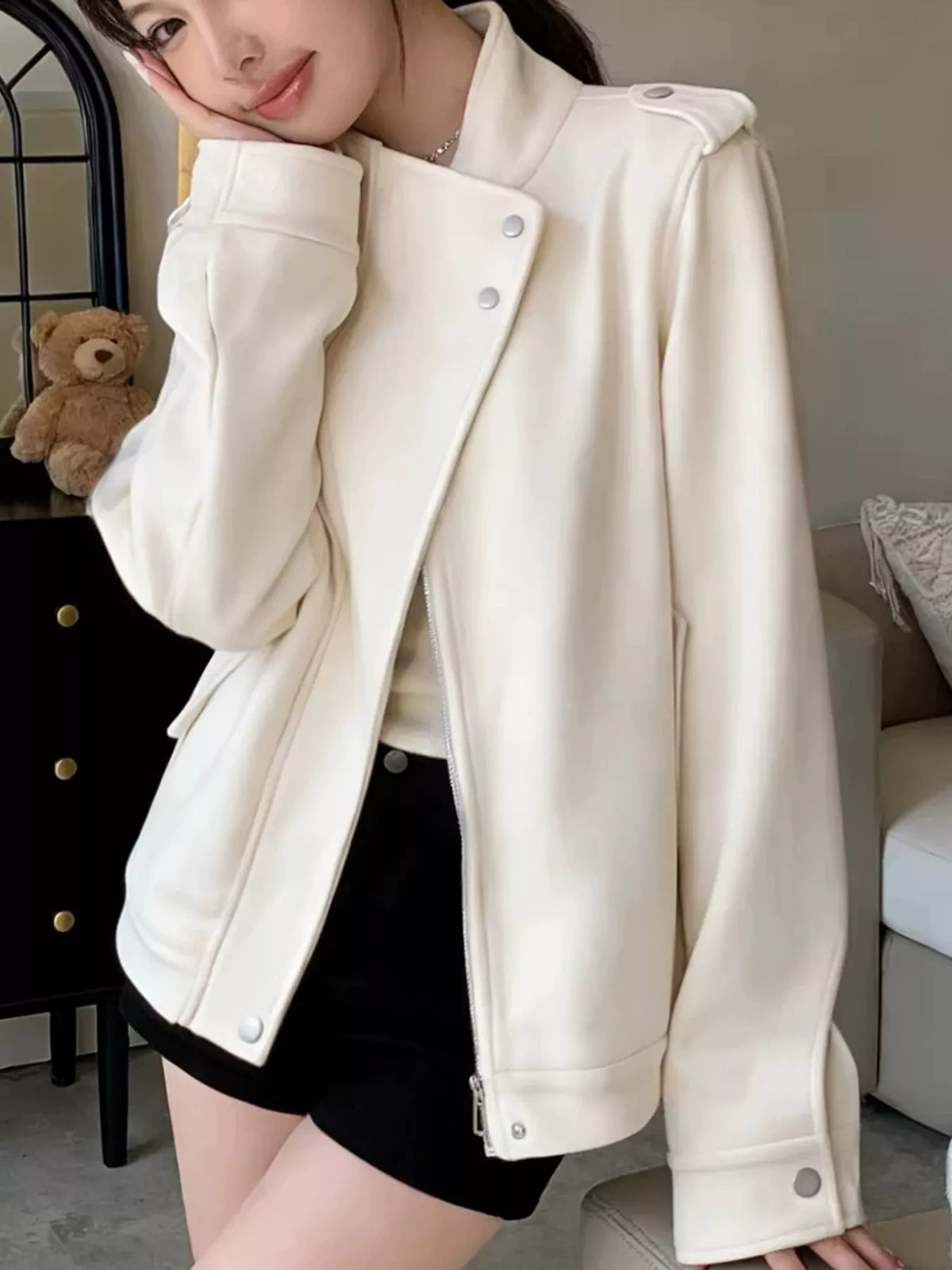 Off-White asymmetric zip up jacket