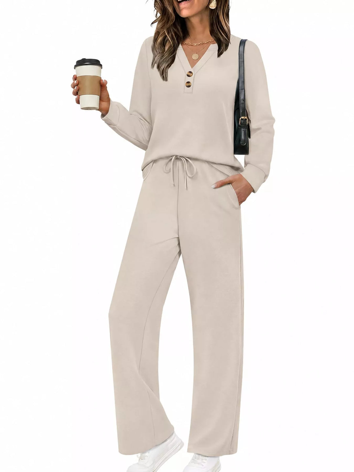 Wide-leg top and pants set