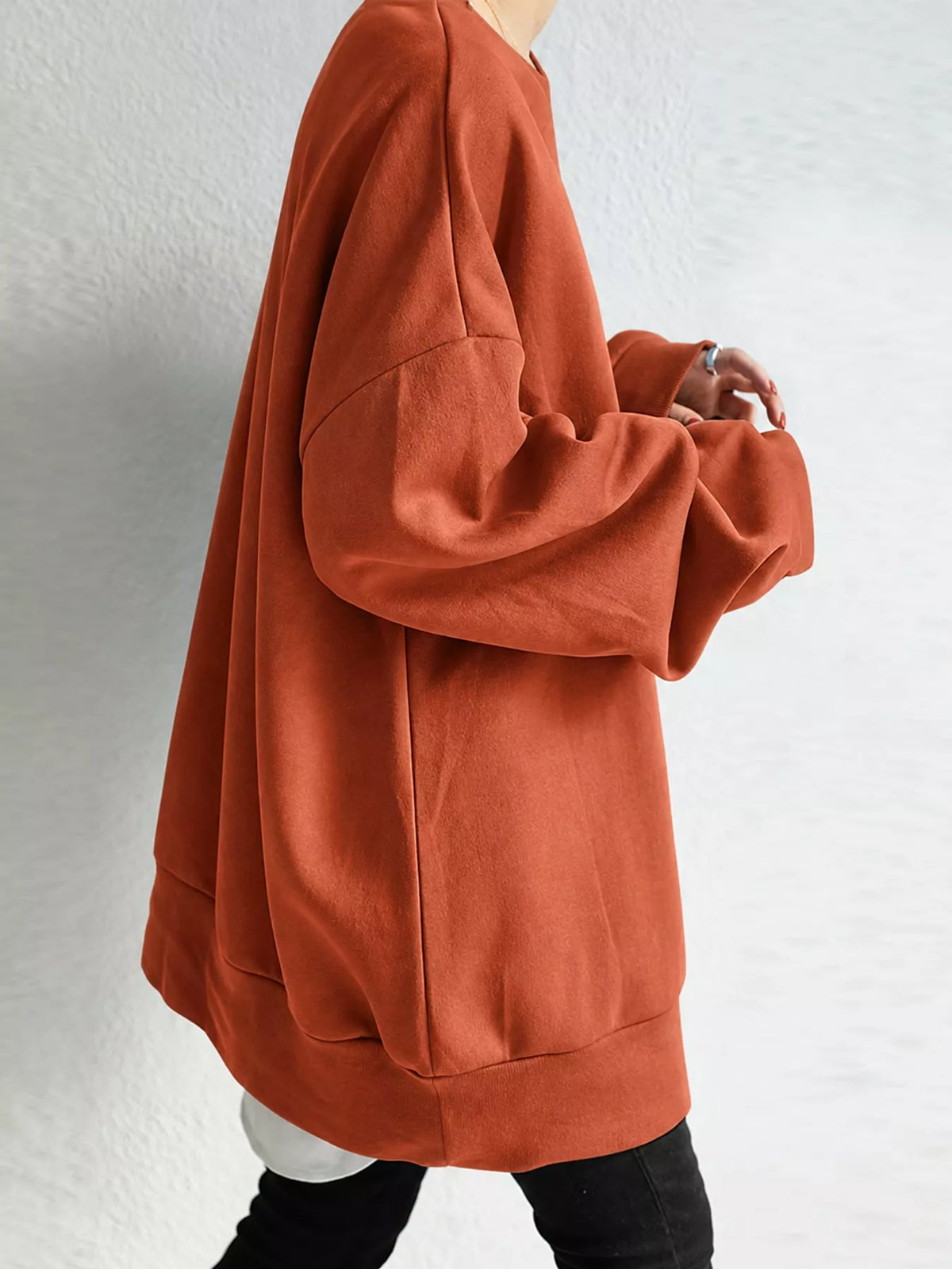 Orange Red relaxed sweatshirt, back view