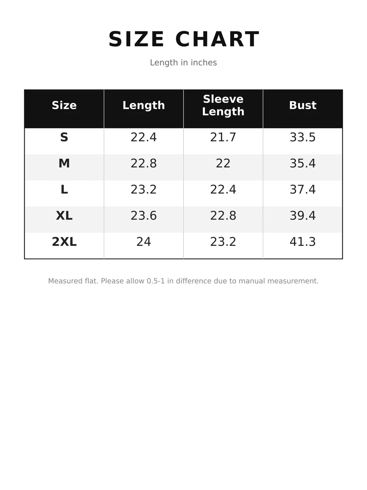 Size chart for ribbed knit asymmetrical button cardigan