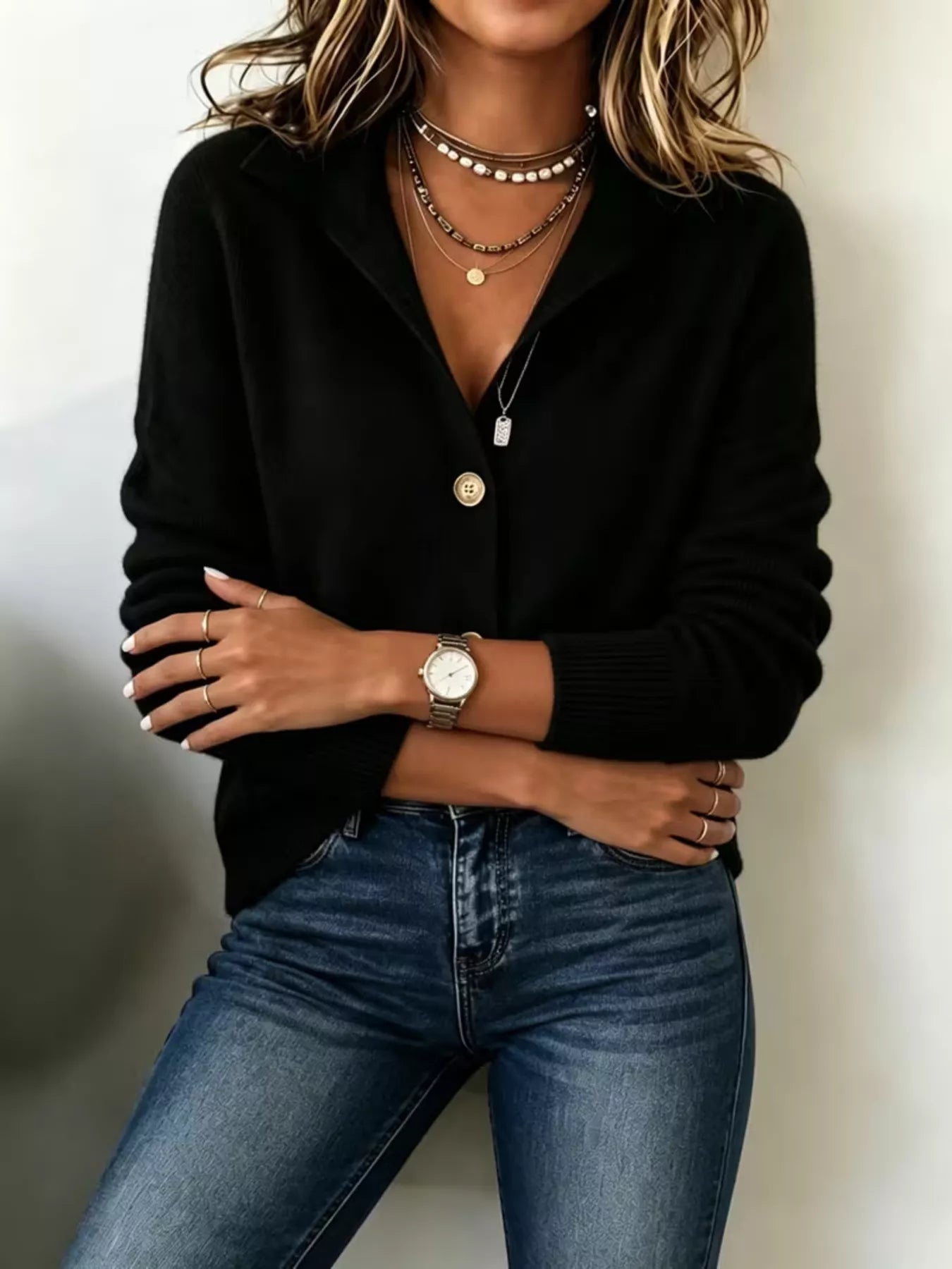 Trendsi Button-Down Knit Cardigan -