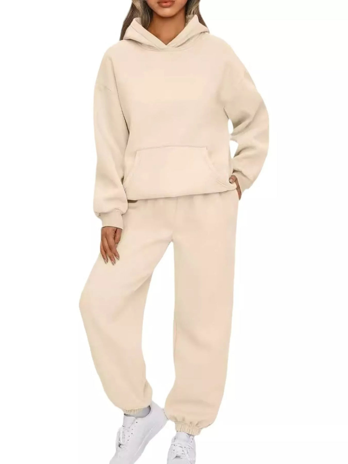 Kangaroo Pocket Hoodie and Joggers Set — front view