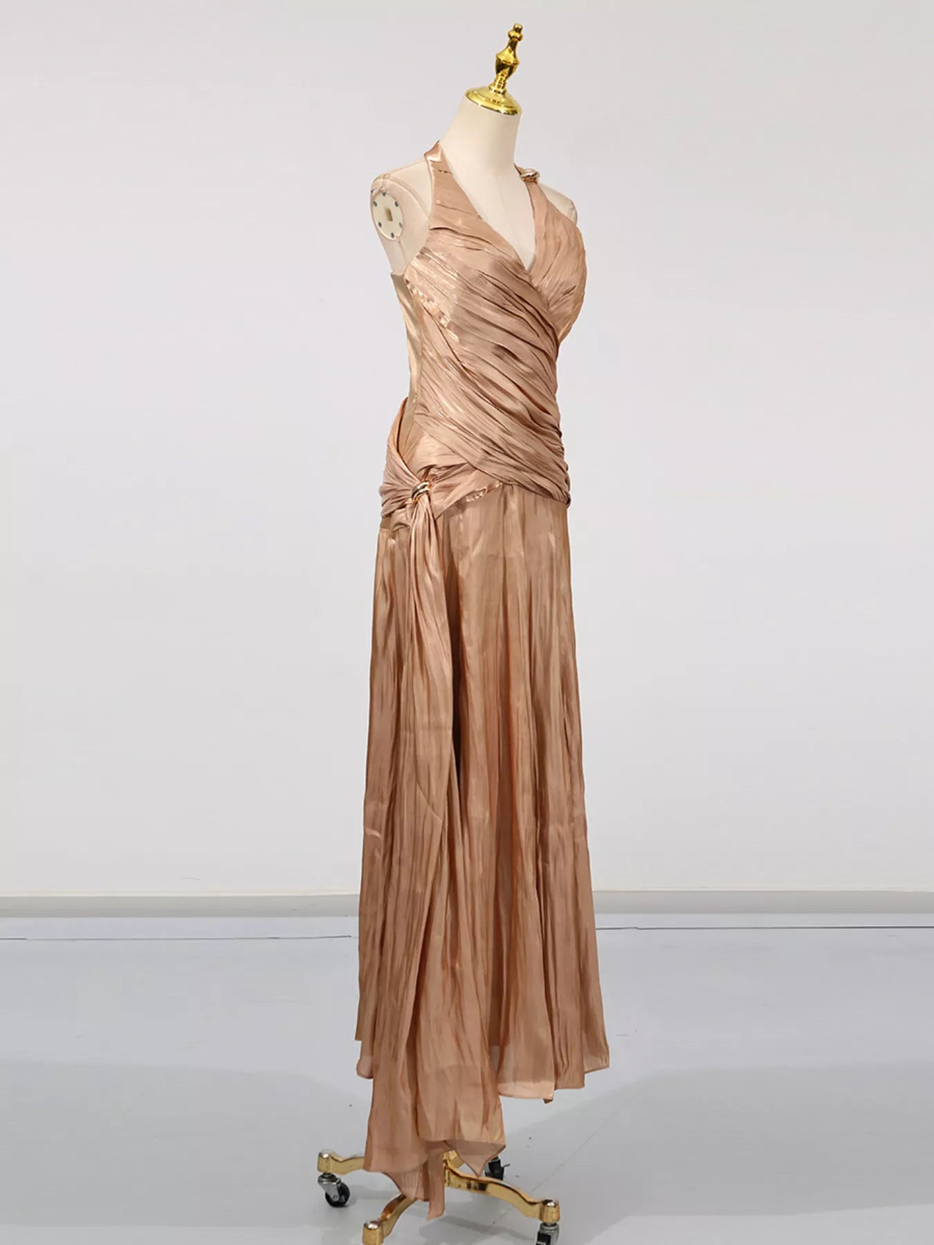 Trendsi Halter Neck Ruched Maxi Dress -