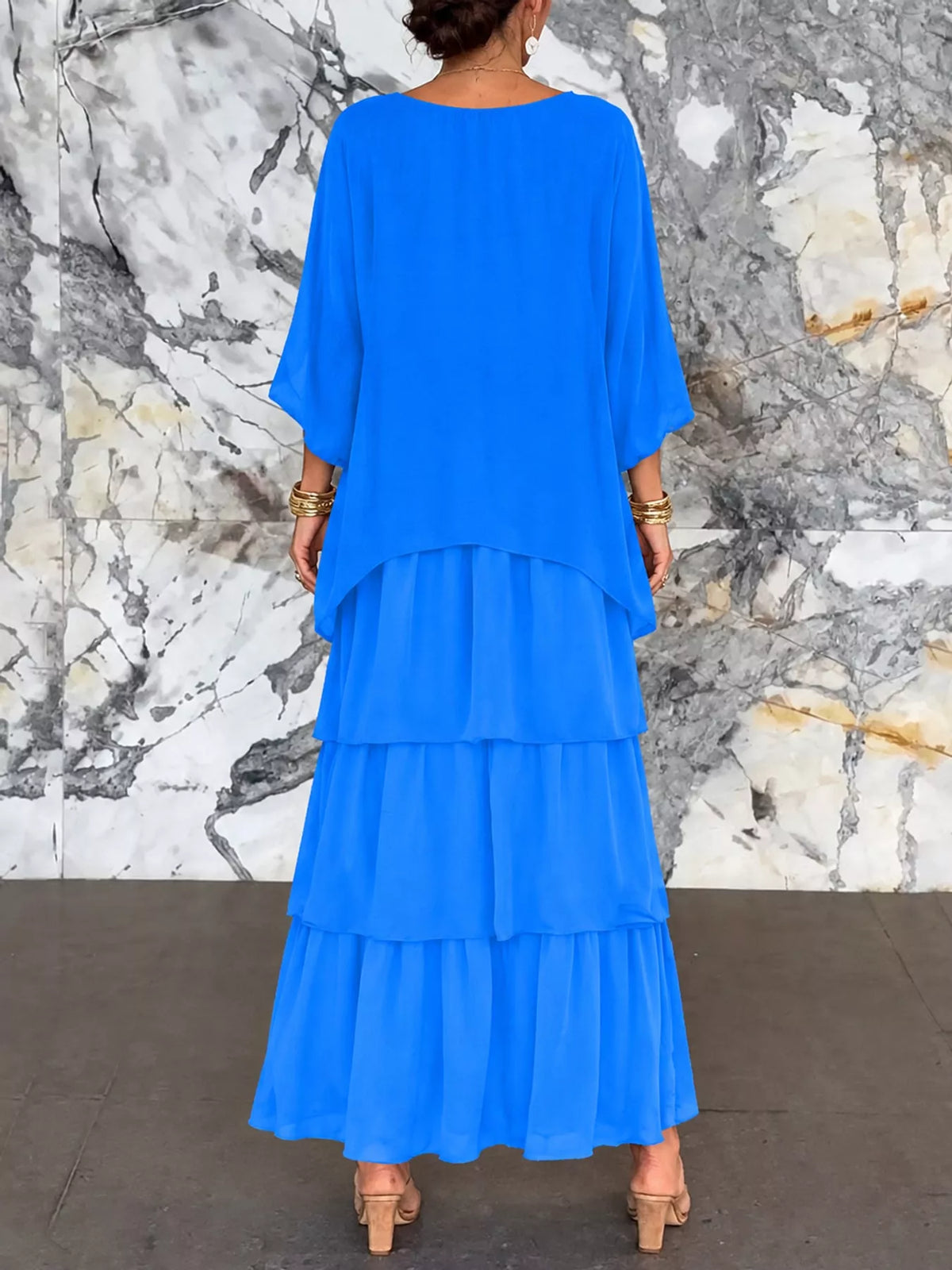Layered maxi dress, blue back