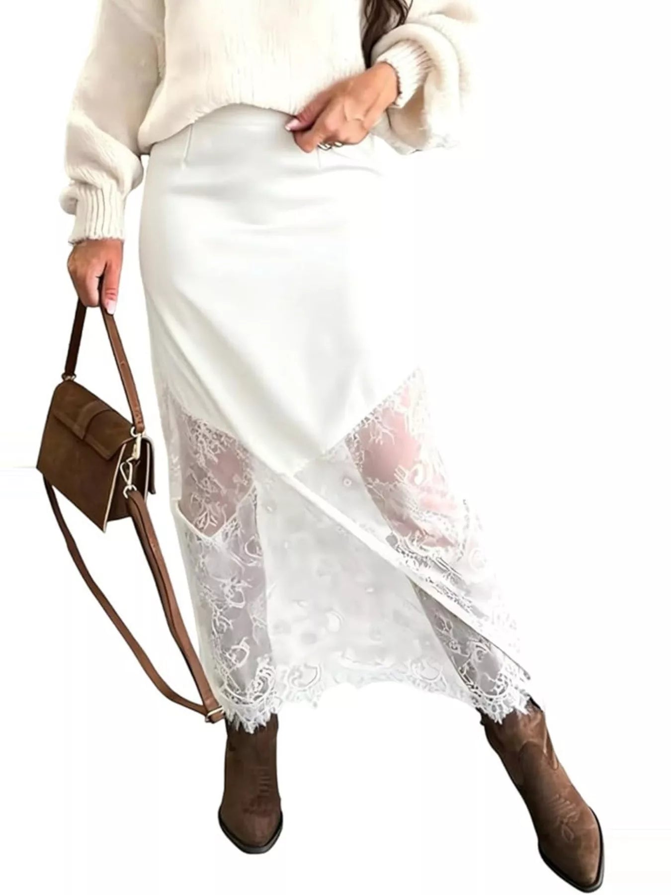Trendsi Lace Trim Skirt -
