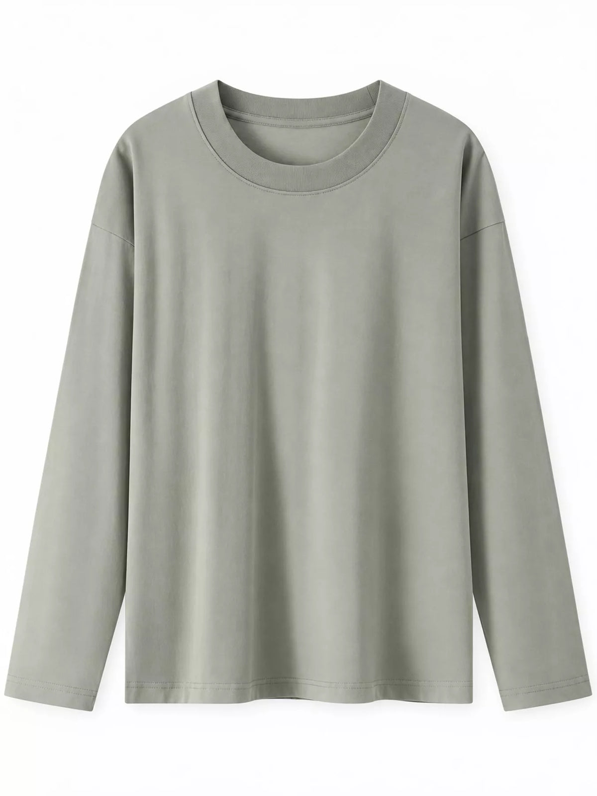 Solid Long-Sleeve Crew Neck T-Shirt — garment front