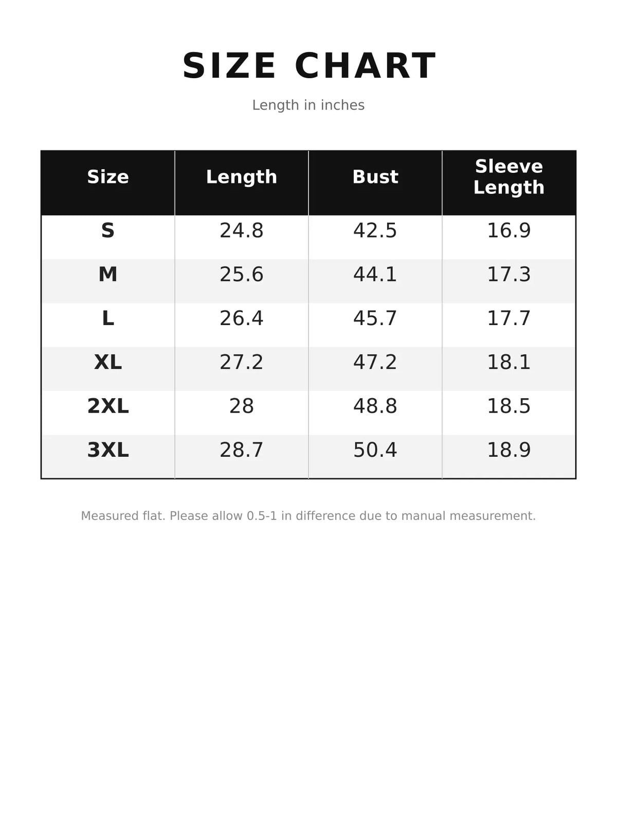 Size chart for women's chunky knit round neck sweater