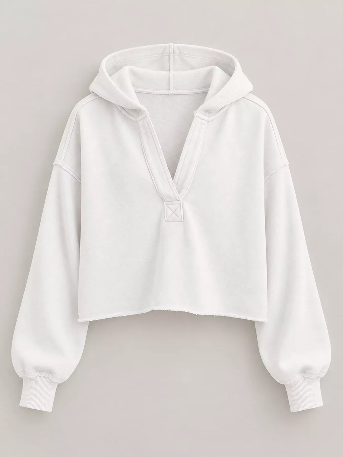Cropped hoodie, white flat lay