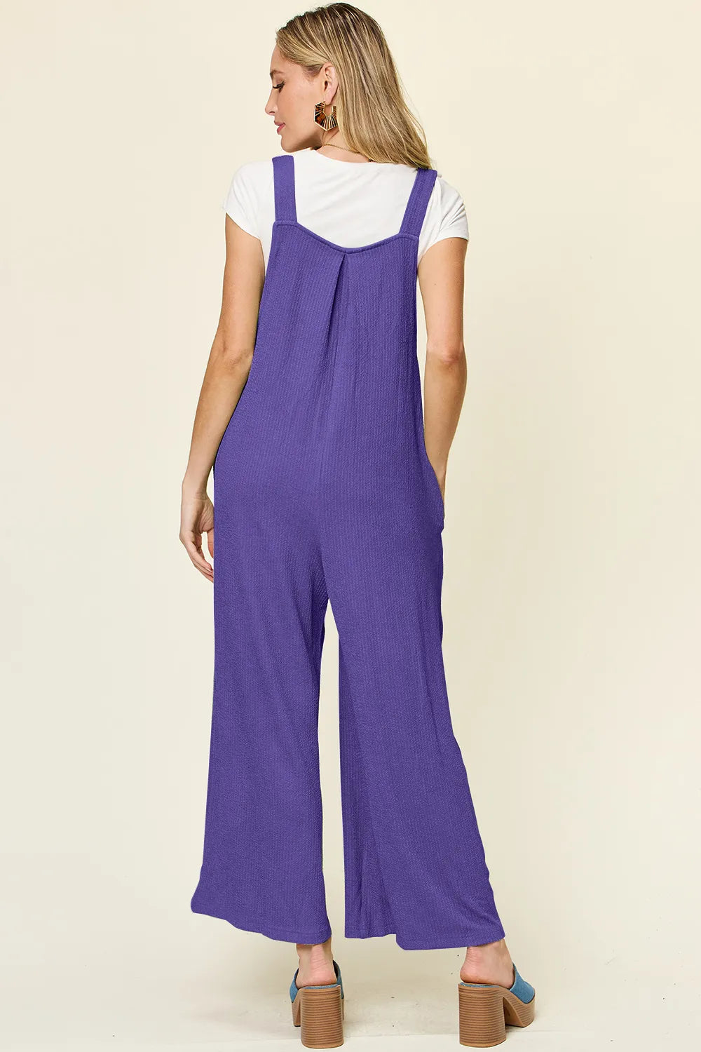 Trendsi Double Take Full Size Texture Sleeveless Wide Leg Overall -