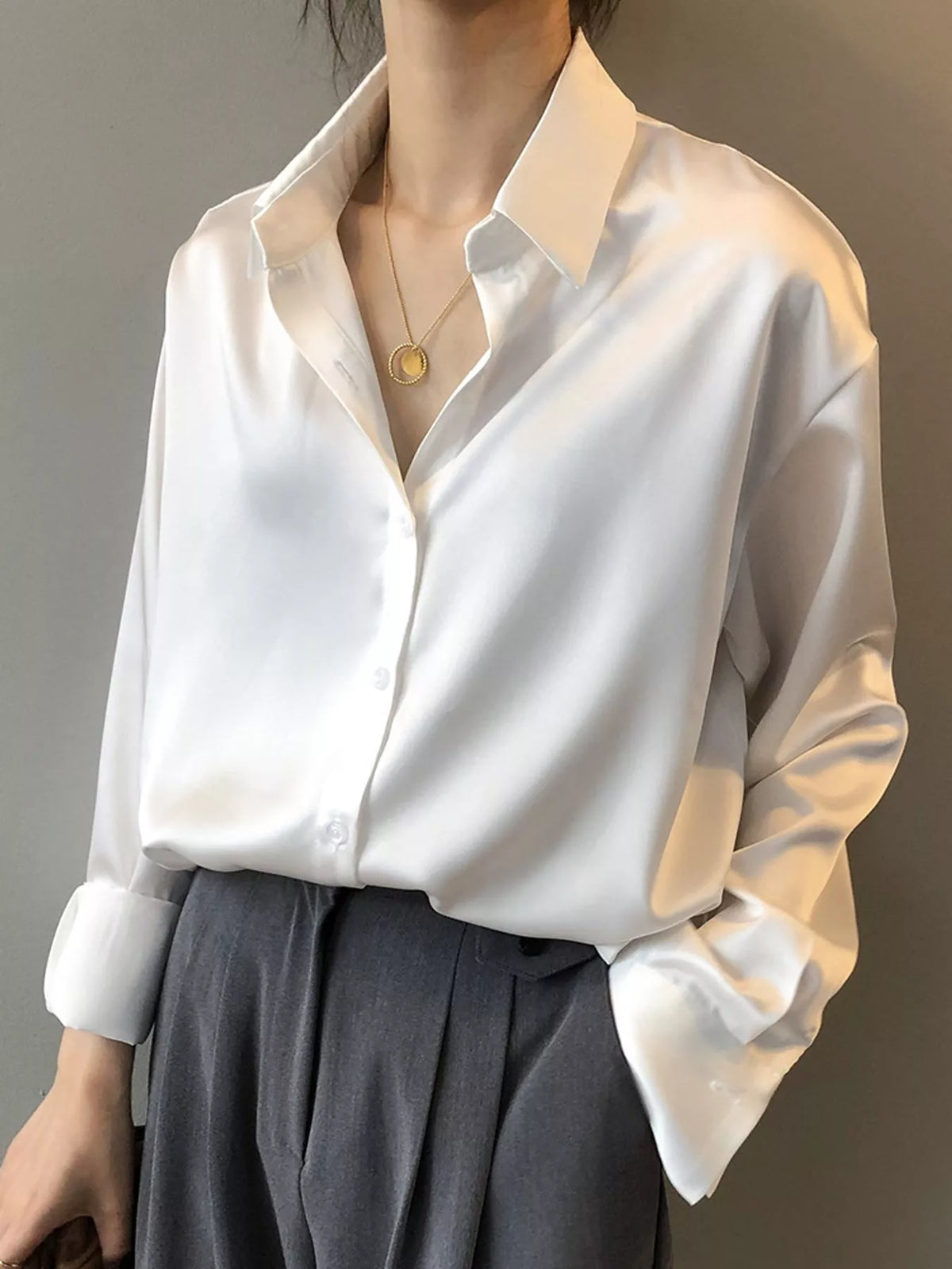 Satin shirt, white front