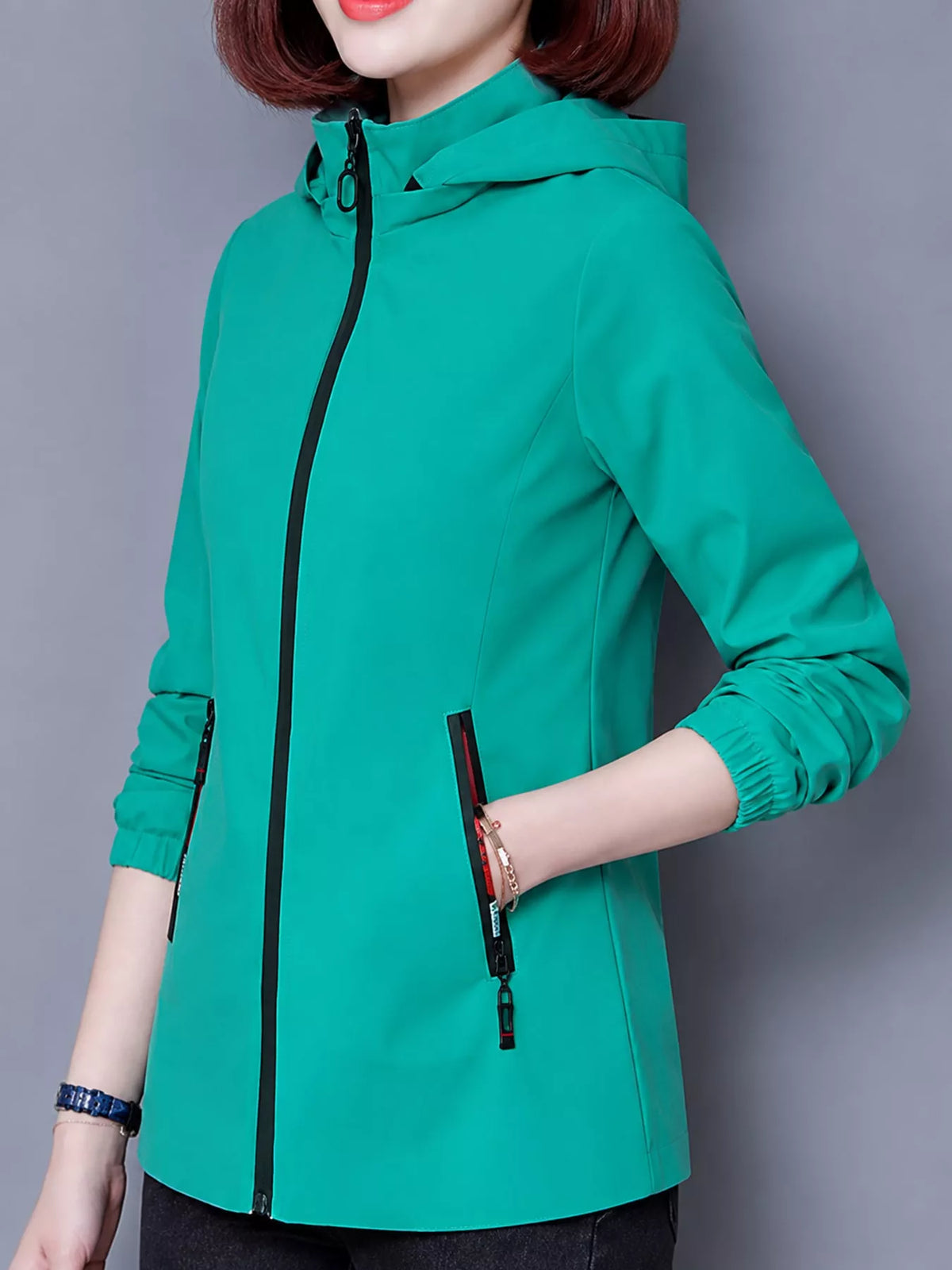 Zip-Up Hooded Jacket — side view