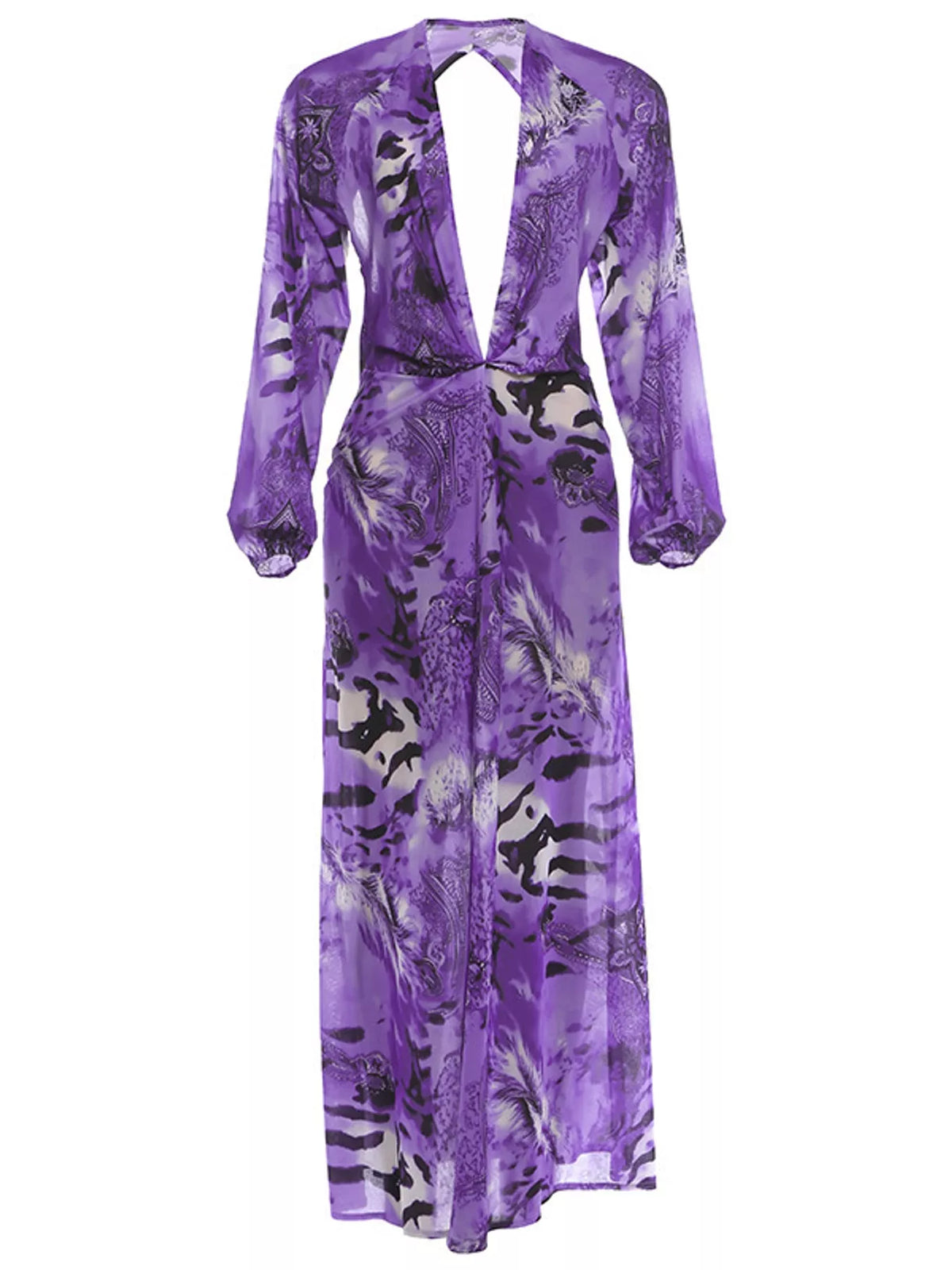 Printed maxi dress, purple flat lay