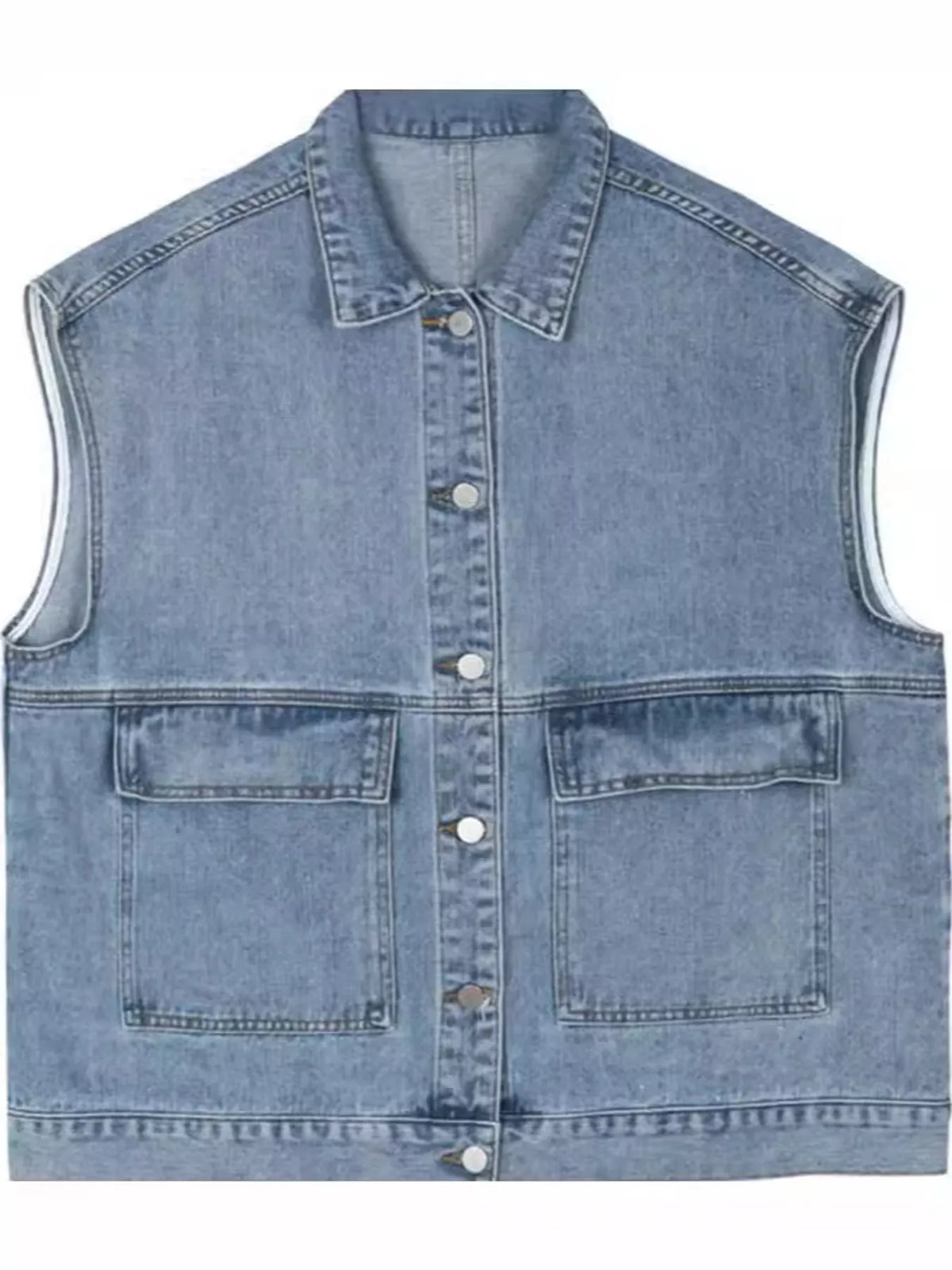 Blue vintage washed sleeveless denim jacket vest