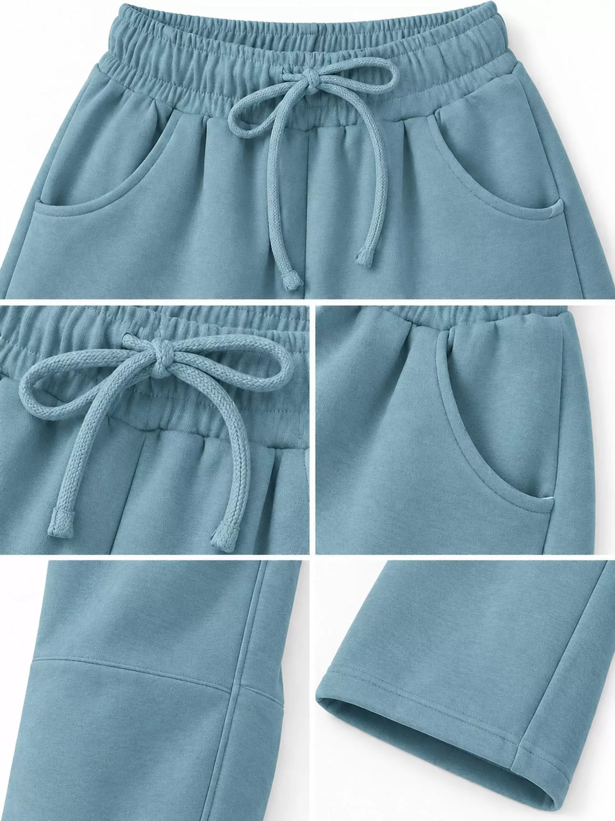 Wide-Leg Active Pants with Drawstring — construction details