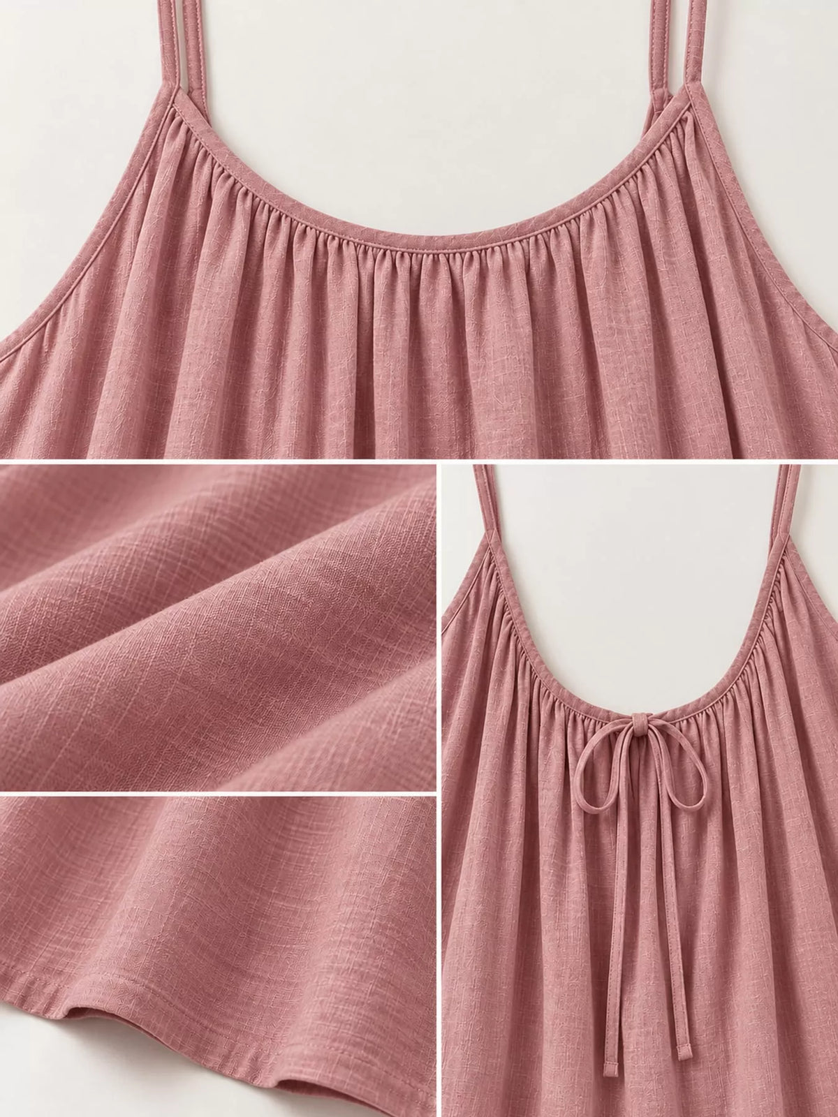 Backless Spaghetti Strap Maxi Dress — garment construction details