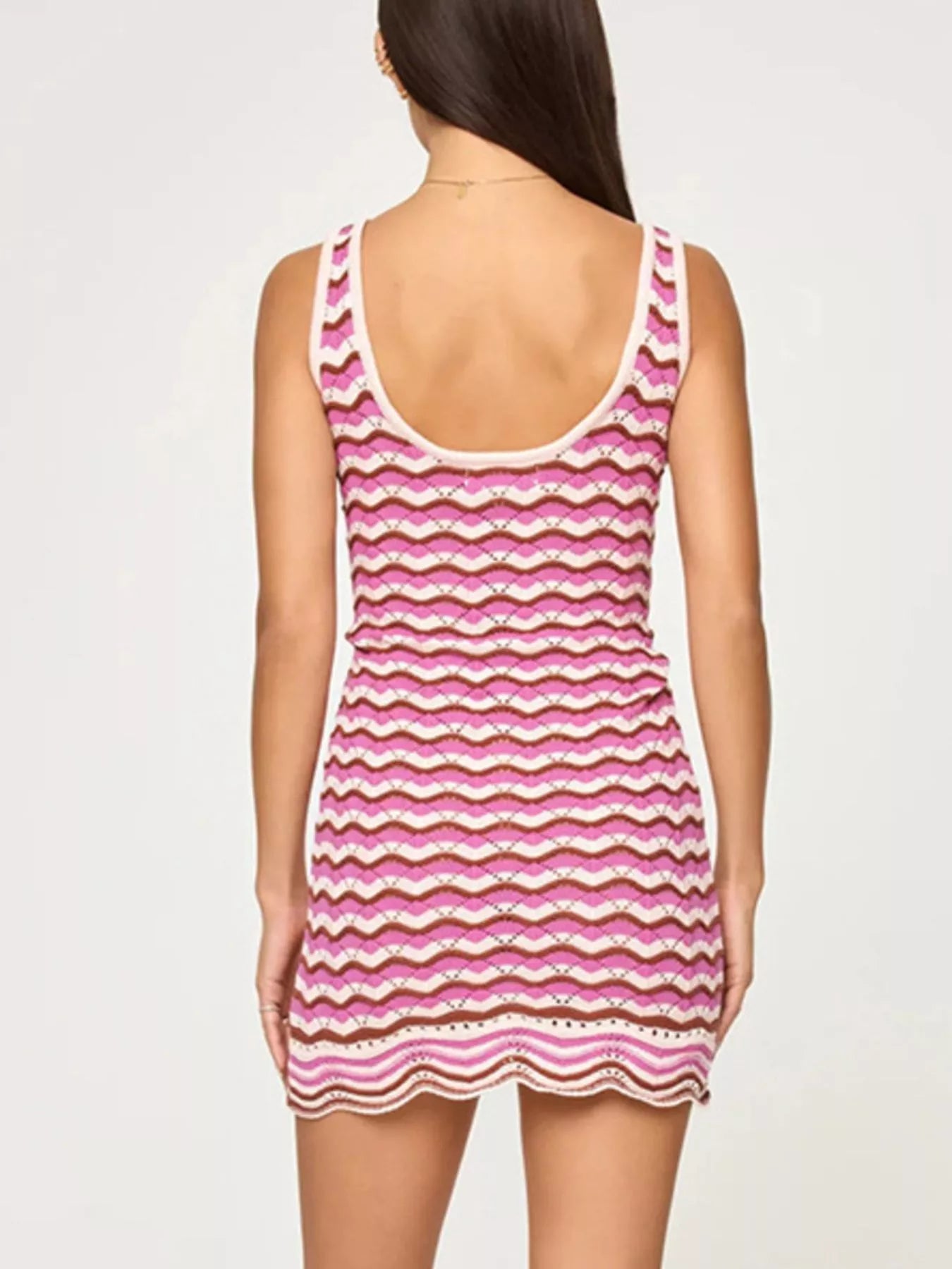 Trendsi Openwork Chevron Knit Tank Dress -