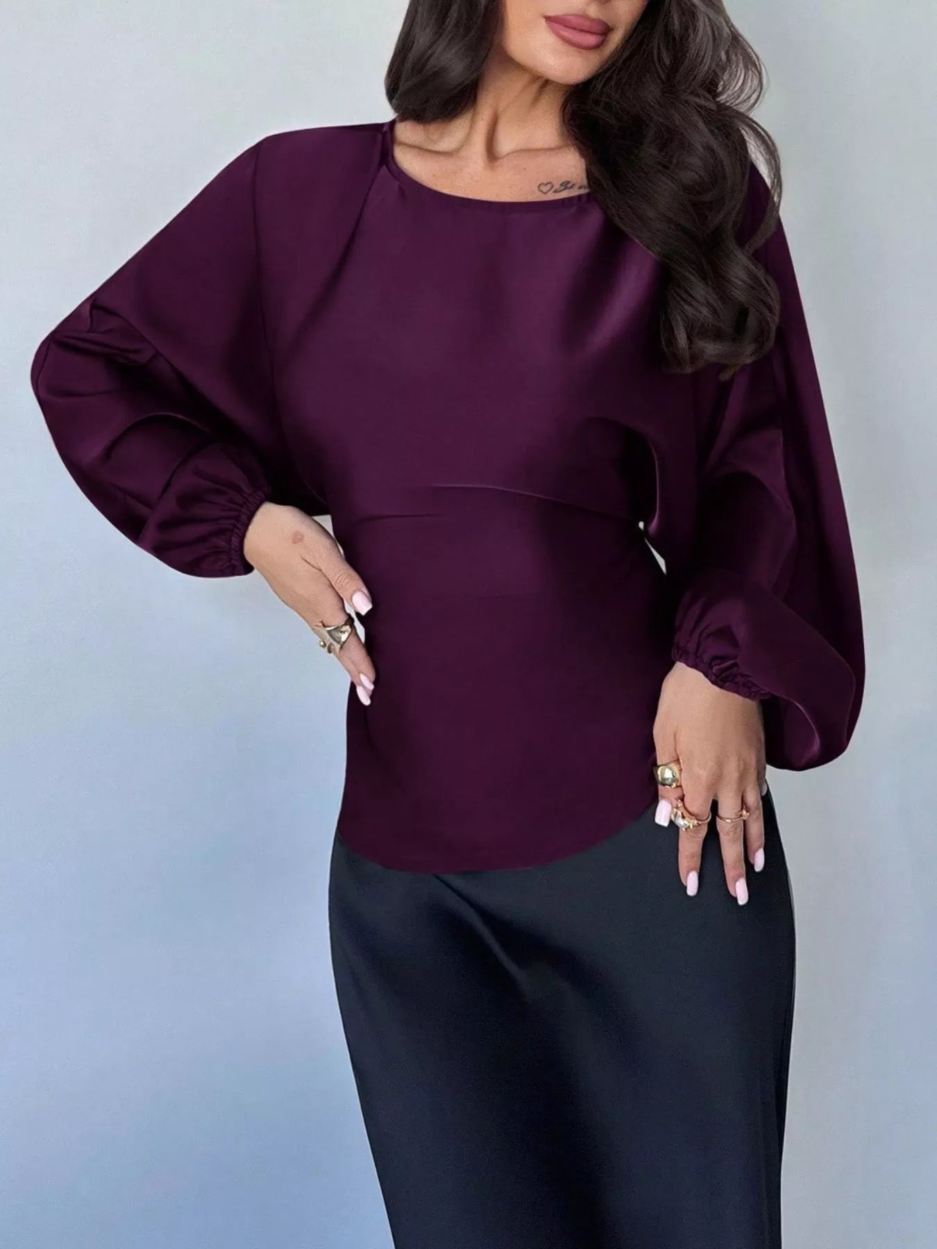 Trendsi Polka Dot Round Neck Blouse -