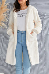 Trendsi Double Take Full Size Hooded Teddy Bear Jacket with Thumbholes - Outerwear