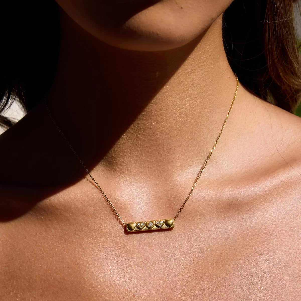 Trendsi 18K Gold-Plated Zircon Pendant Necklace -