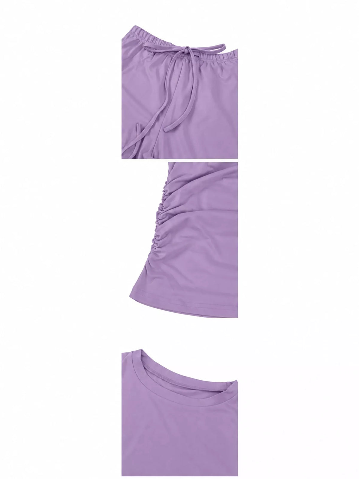 Long Sleeve Top and Wide-Leg Drawstring Pants Set — construction details