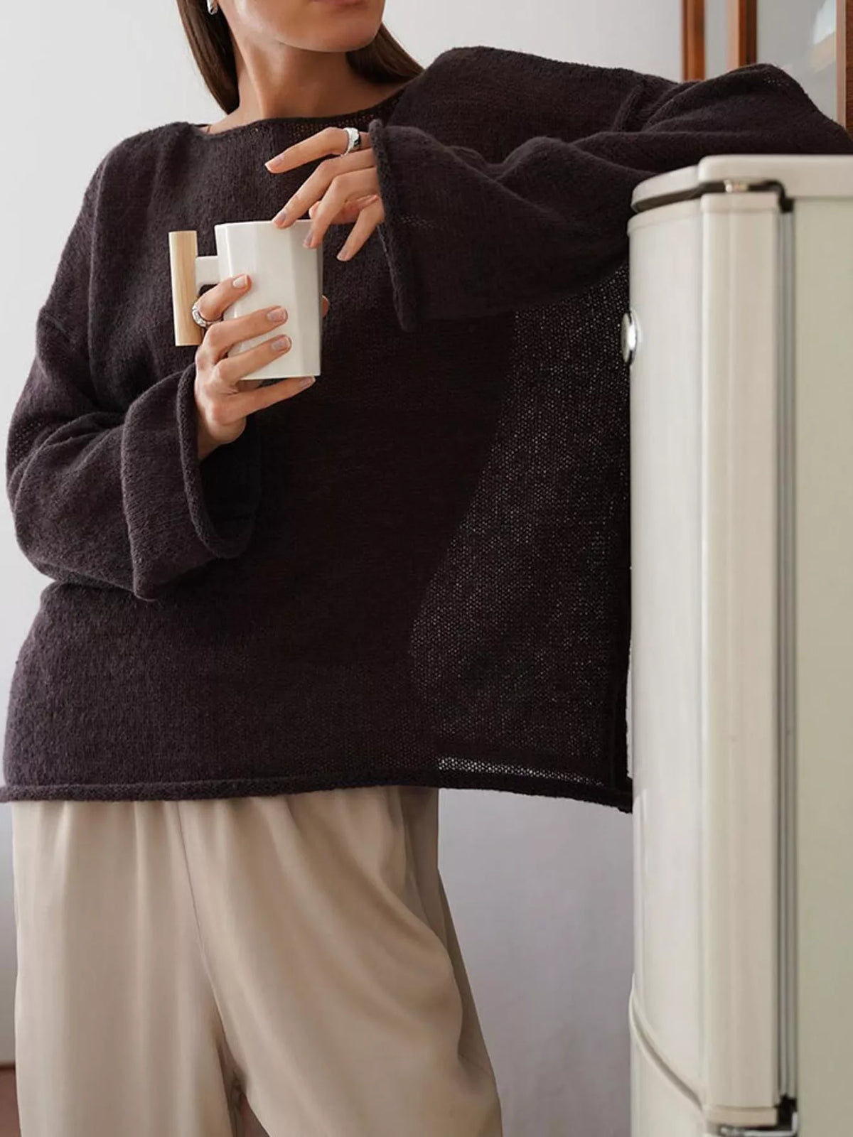 Knit cover-up, brown front