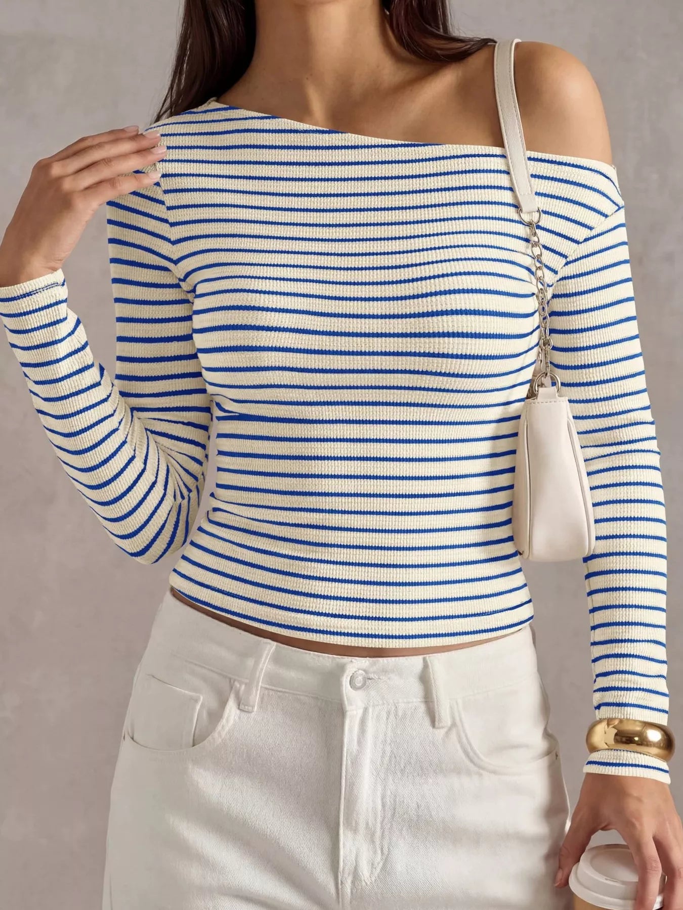 Trendsi Striped Ribbed Long Sleeve T-Shirt -