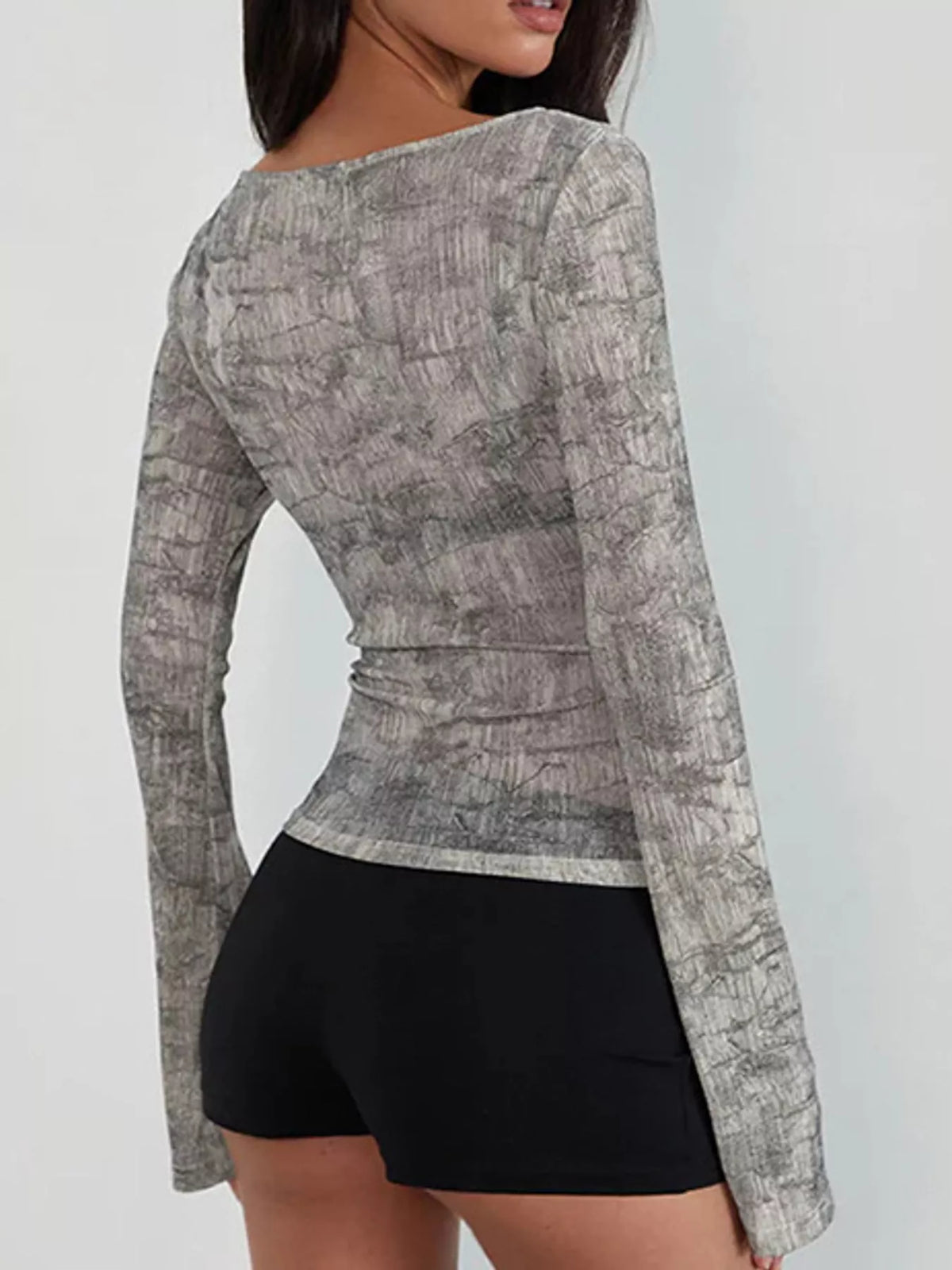 Boat neck long sleeve t-shirt, back view