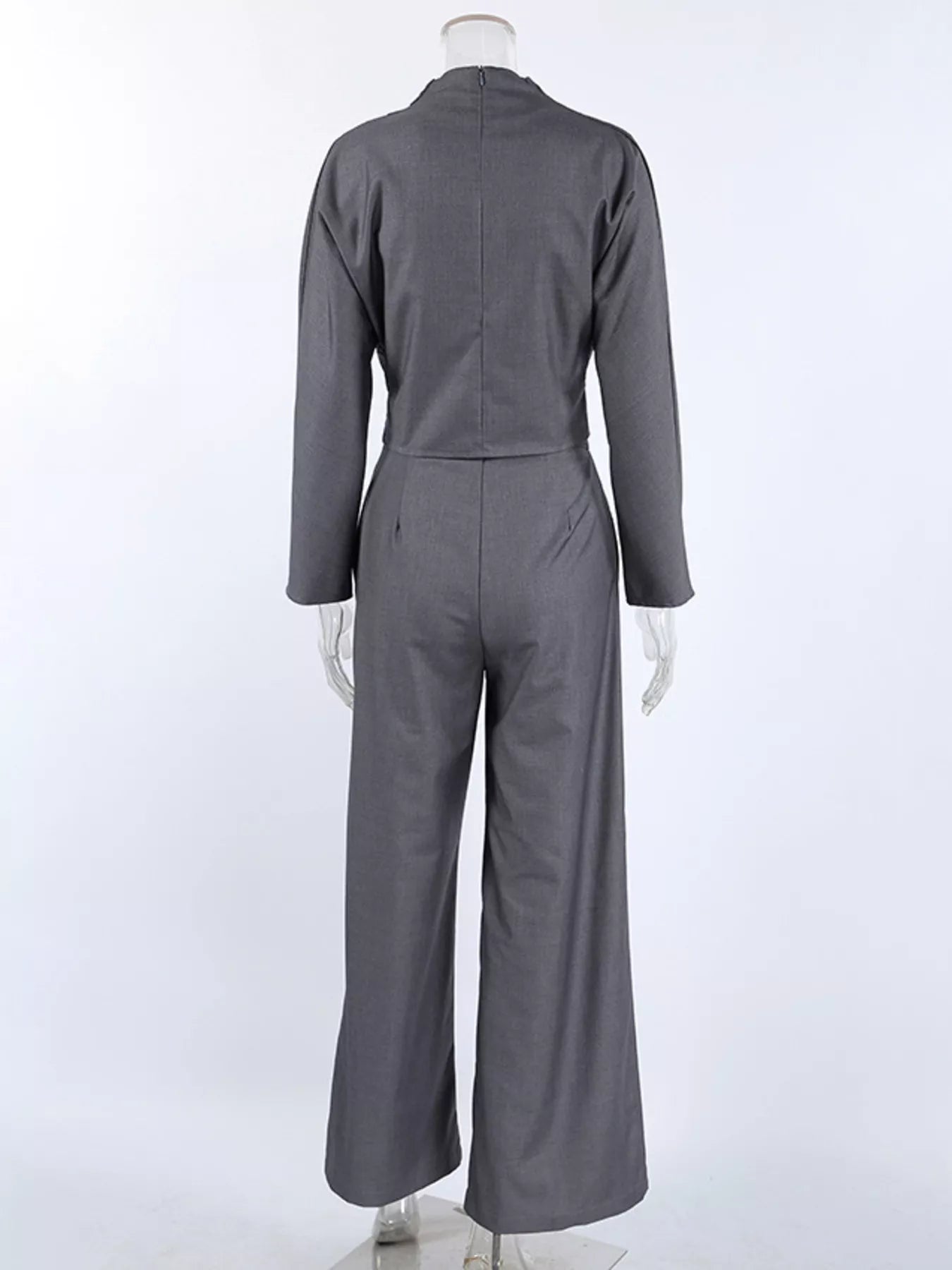 Trendsi Draped Crop Top and Wide-Leg Pants Set -