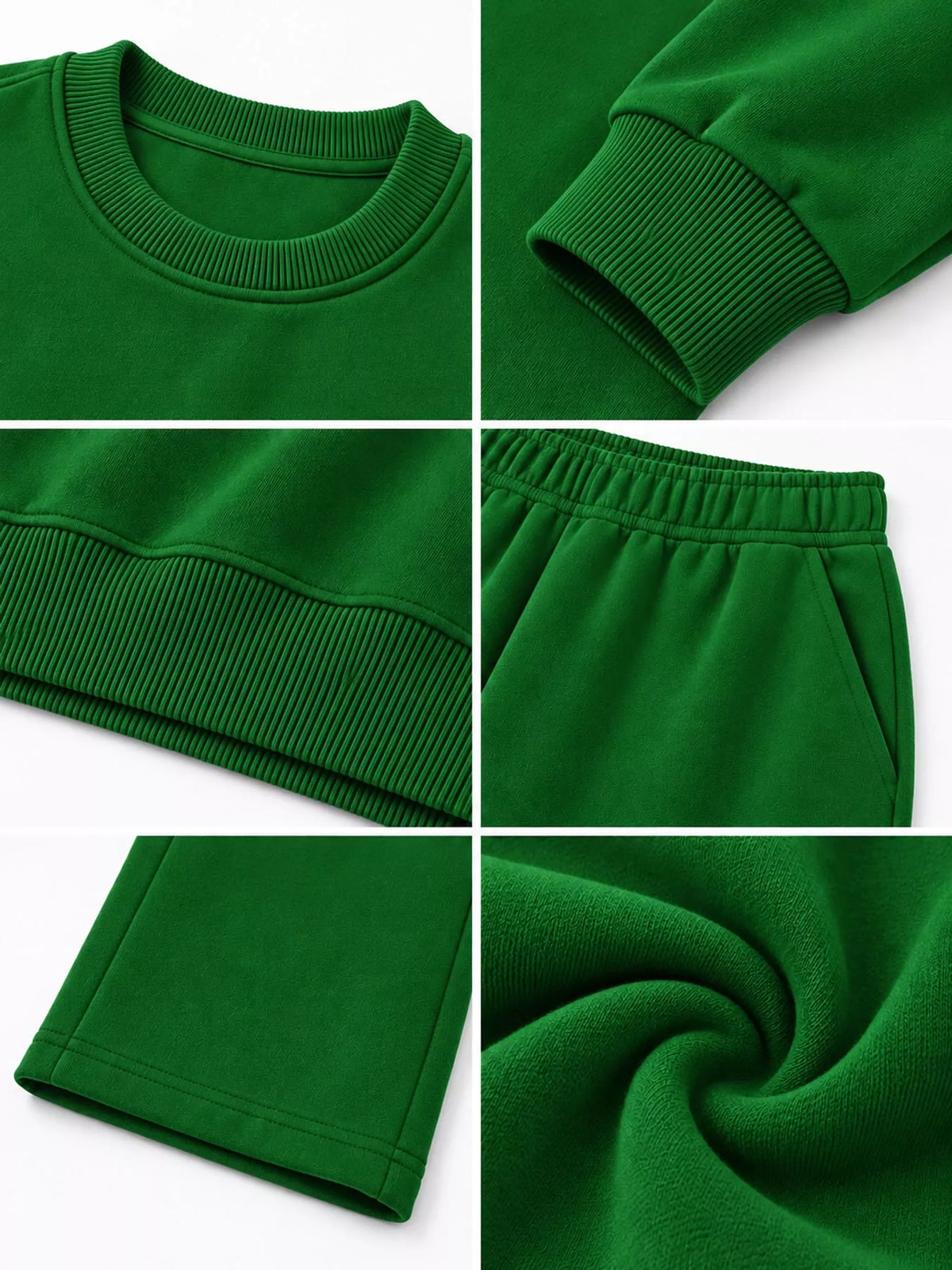 Crewneck Drop Shoulder Sweatshirt and Wide-Leg Pants Set — construction details