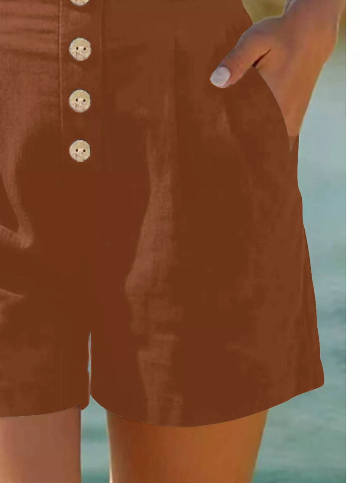 Trendsi Button Fly High Waist Shorts -