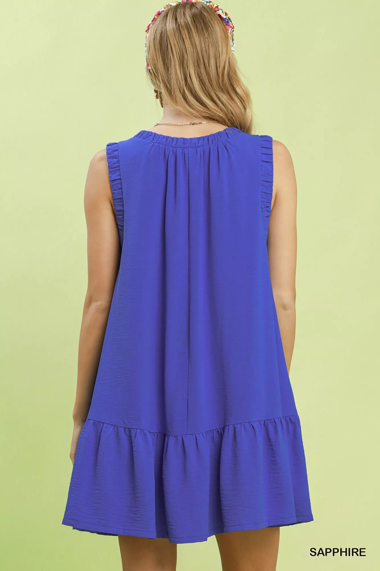Women's Sleeveless Mini Dress Ruffle Trim Drop Waist Polyester — product view 3