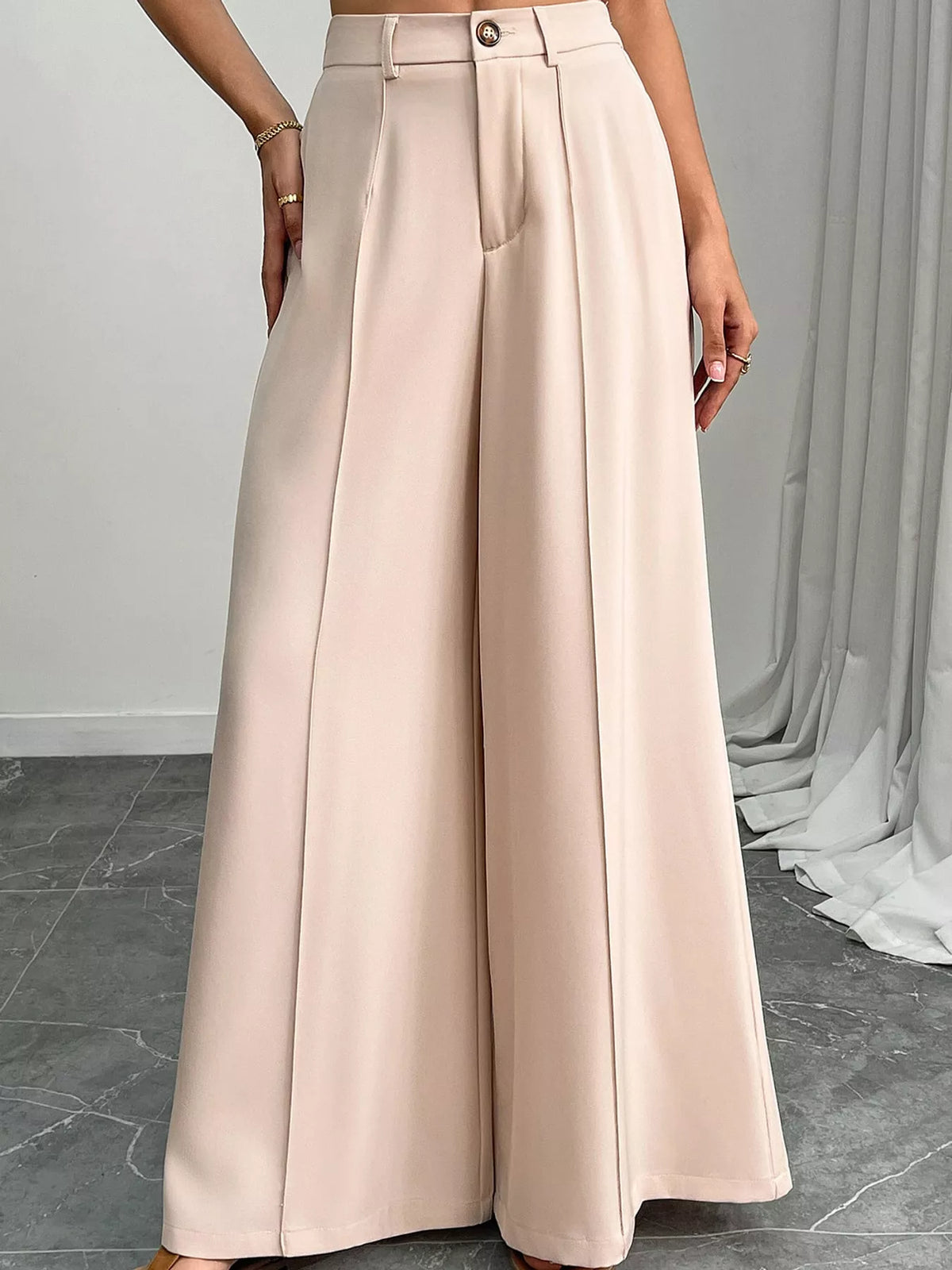 Wide-leg trousers, beige front