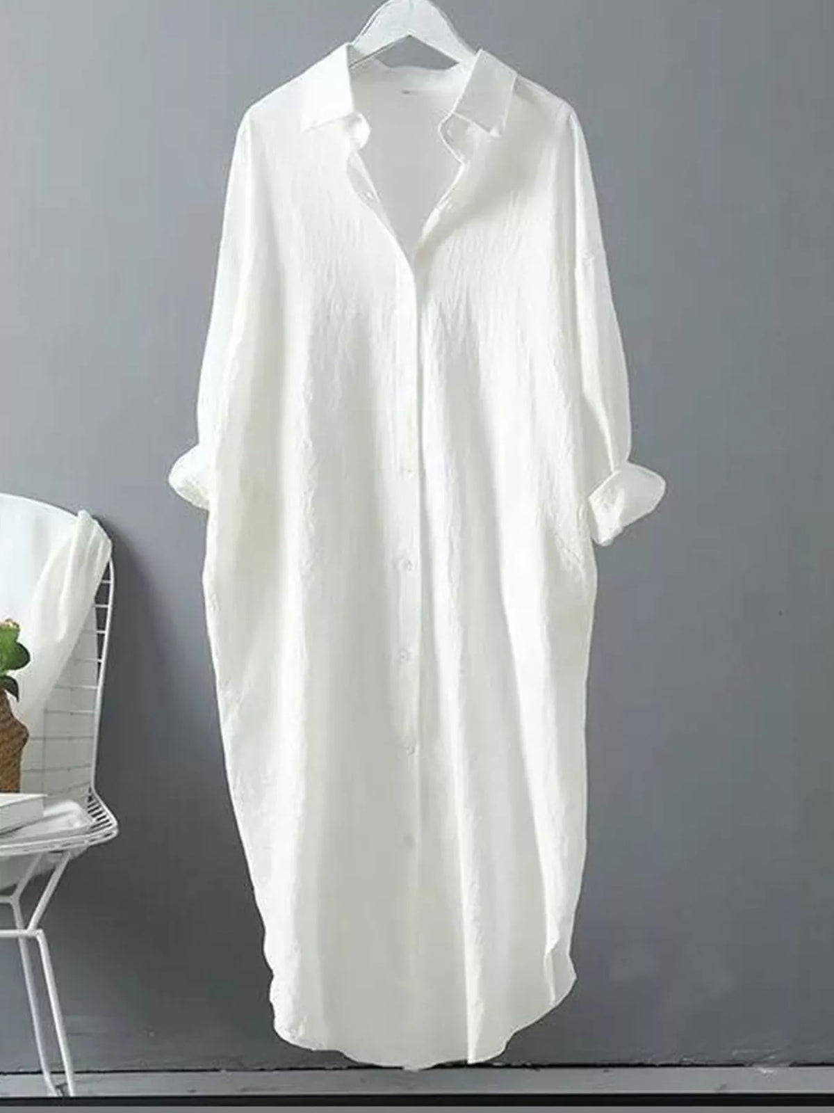 Collared long sleeve midi dress, product view