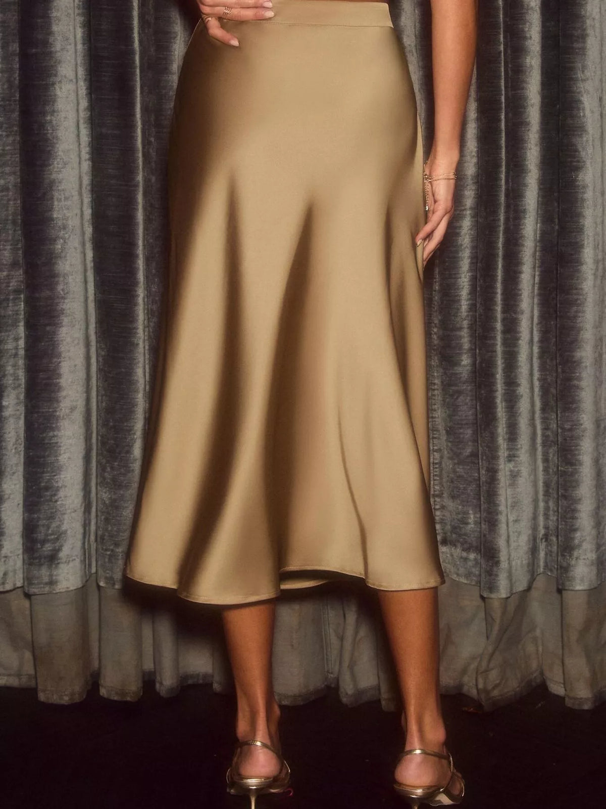 Trendsi Satin Midi Skirt -