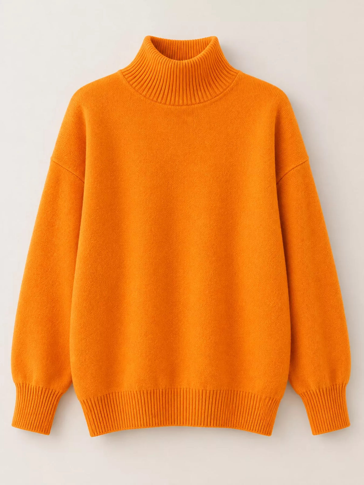 Turtleneck sweater, orange flat lay
