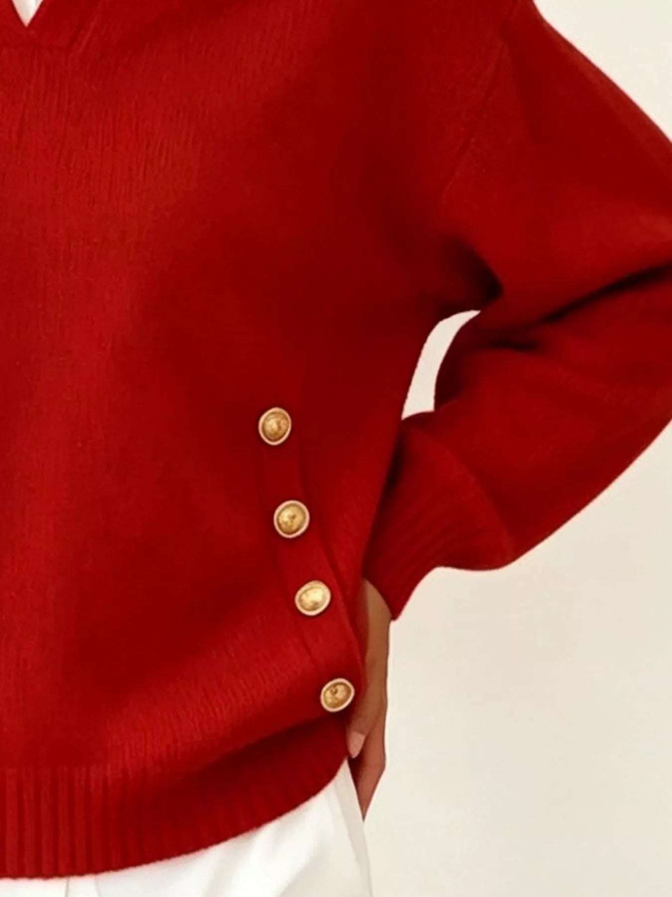 Trendsi Chic Collared Decor-Button Sweater -