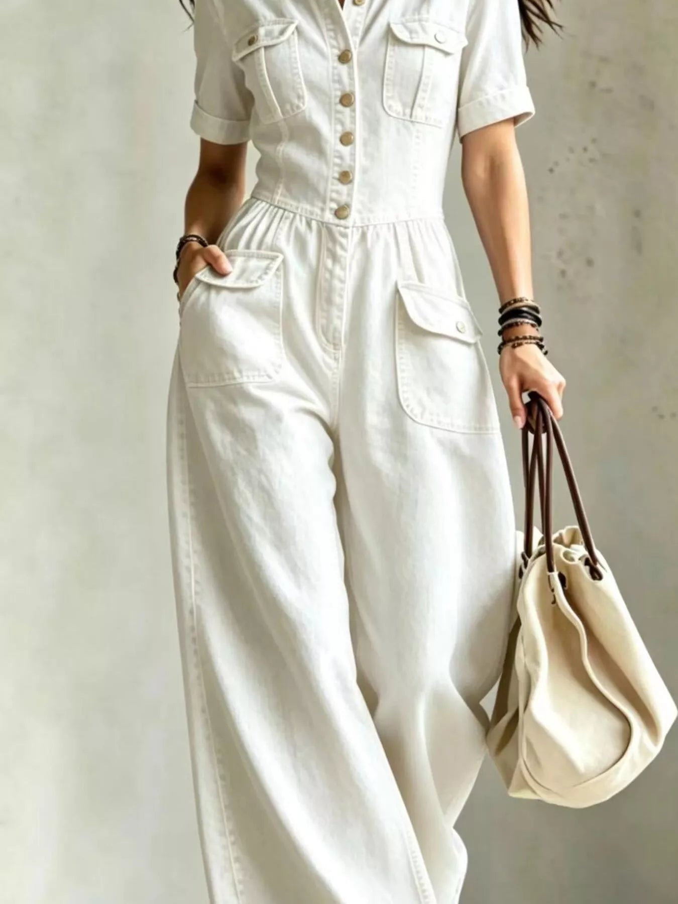 Trendsi Full Size Denim Wide-Leg Jumpsuit with Chest Pockets Plus Size -