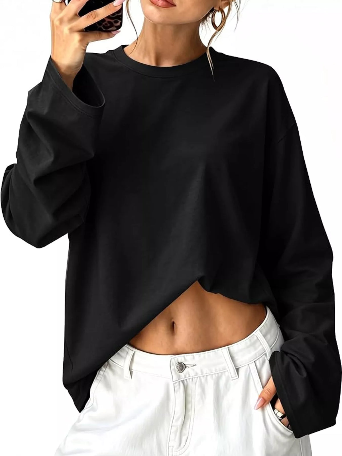 Long Sleeve Crew Neck T-Shirt — front view