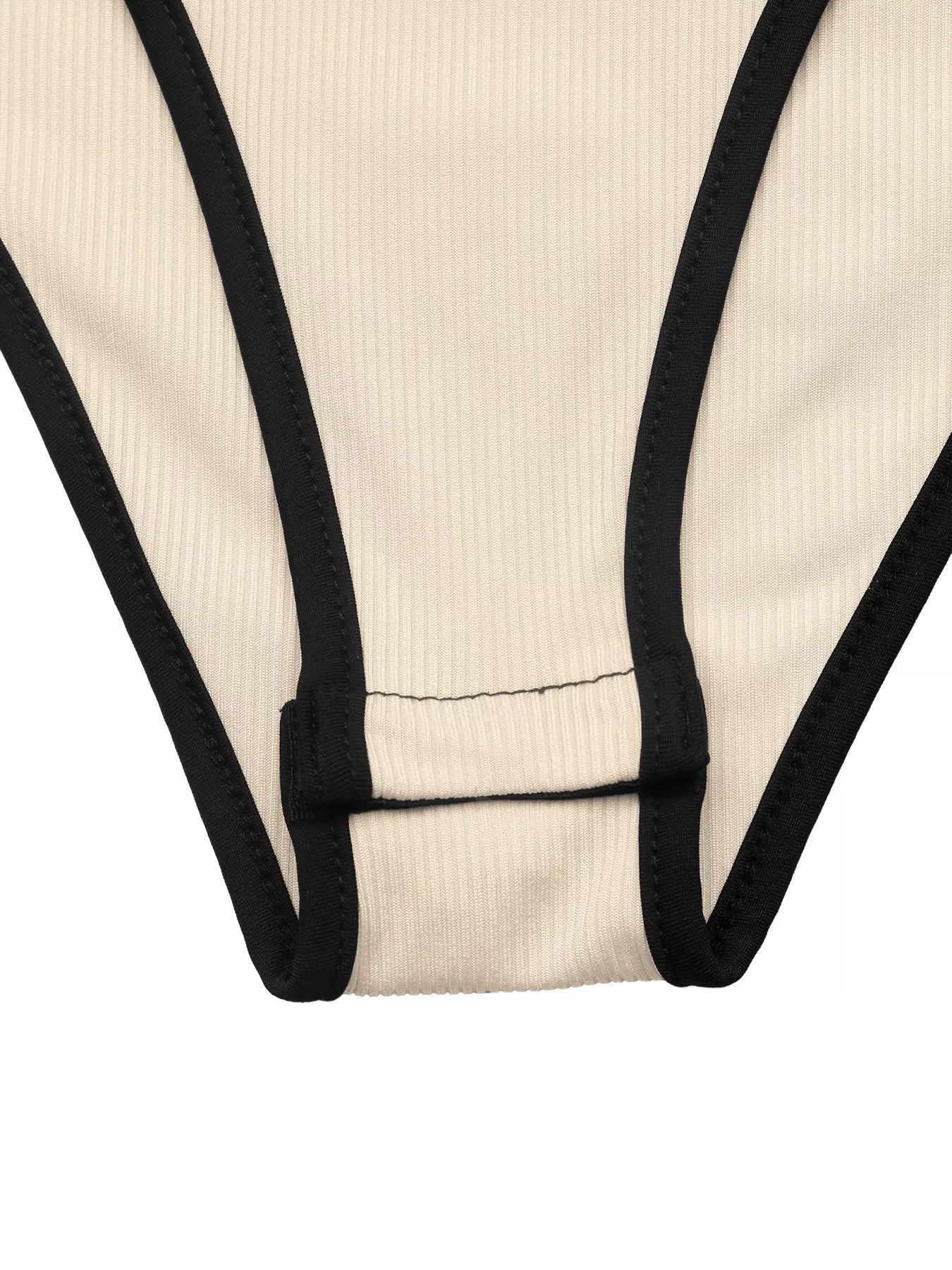 Trendsi Ribbed V-Neck Long Sleeve Bodysuit with Contrast Trim -