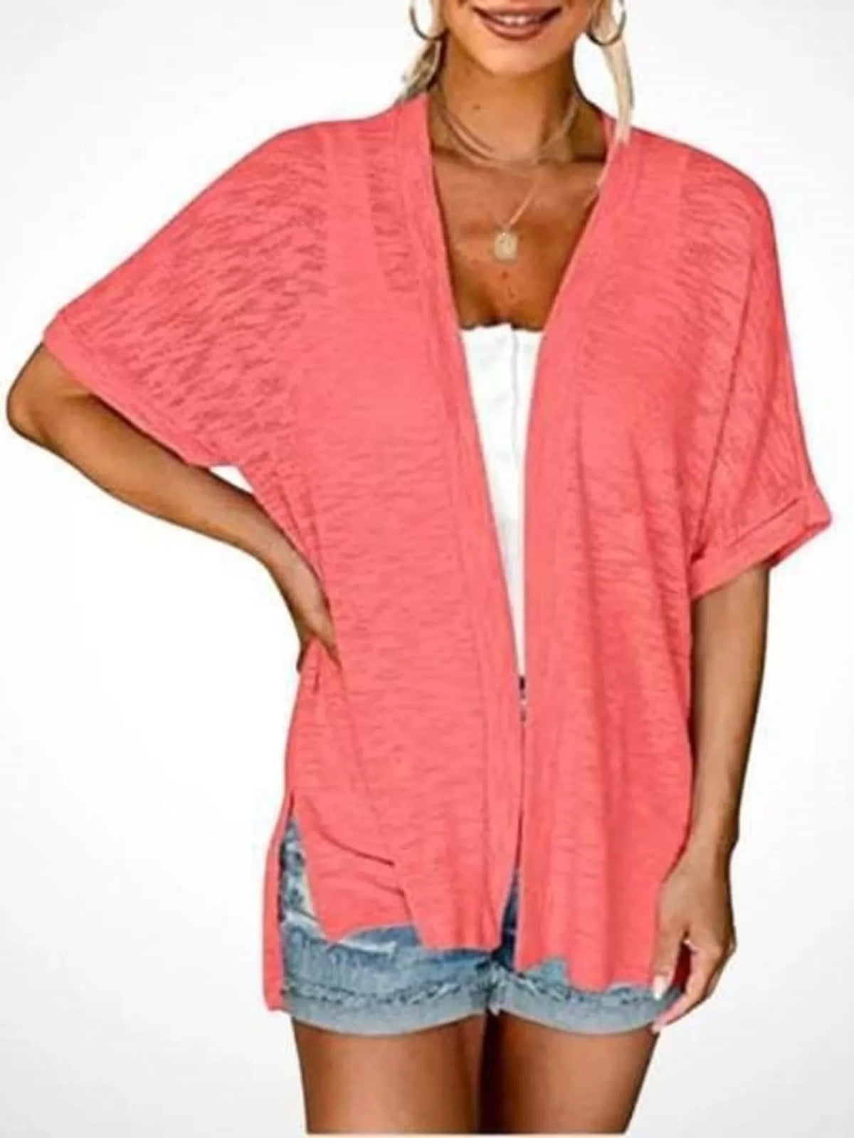 Trendsi Side Sit Open Front Cardigan -