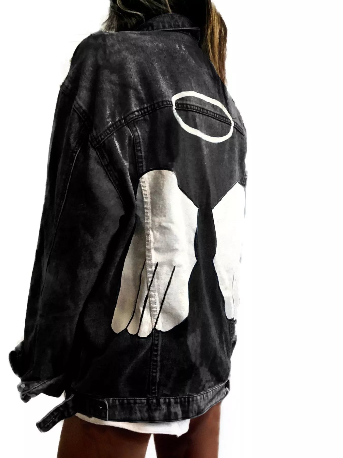 Trendsi Full Size Angel Wings Graphic Back Denim Jacket Plus Size -