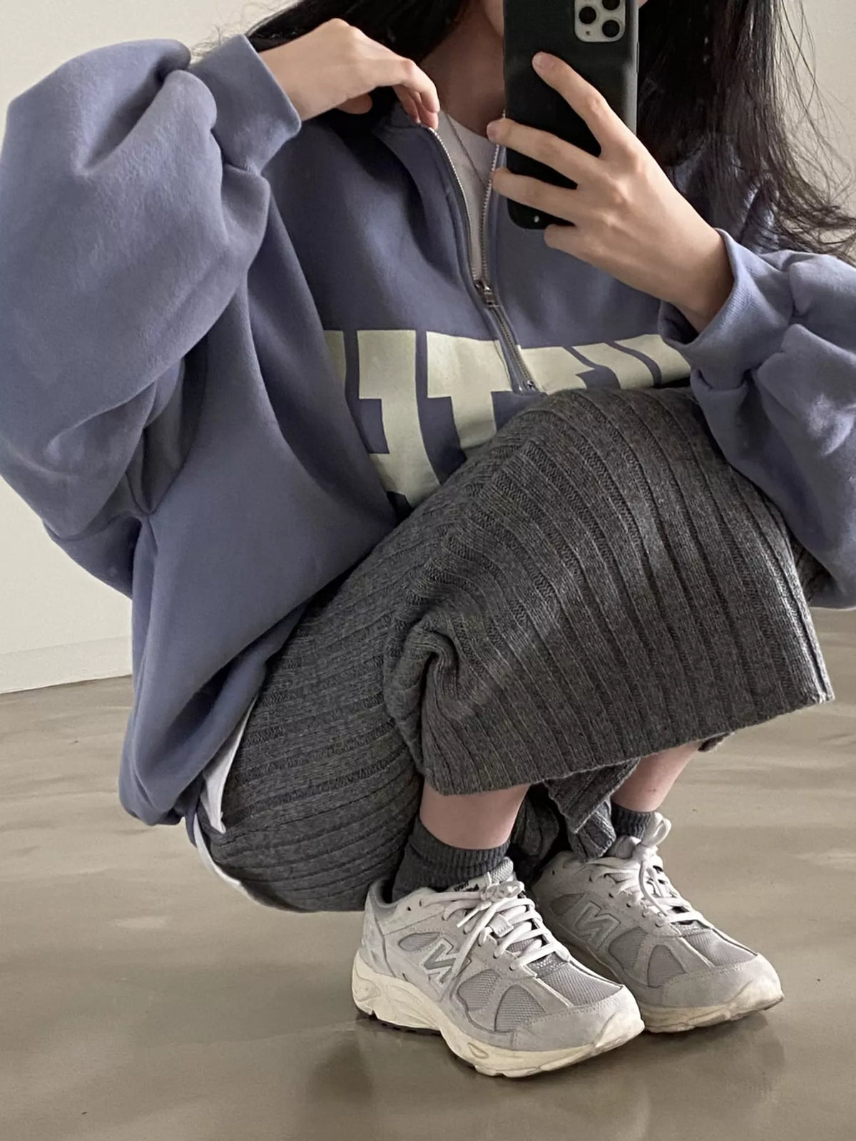 Women's Half-Zip Letter Graphic Sweatshirt in purple — front view